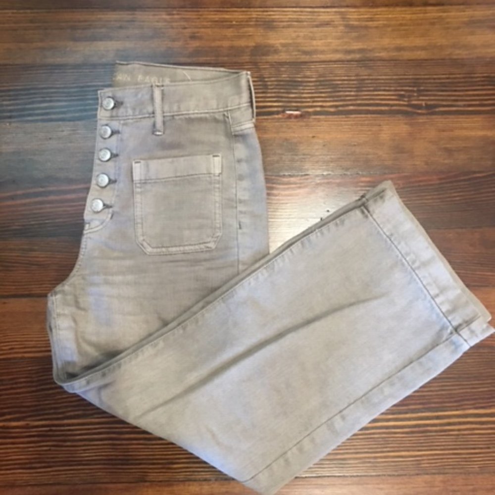American Eagle High Rise Wide Leg Green Crop Pants